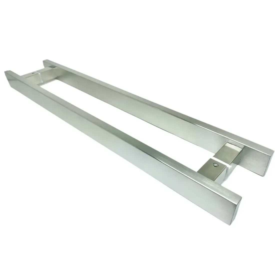 Puxador Para Porta Pivotante Madeira E Vidro Inox Escovado 1,5 Metros