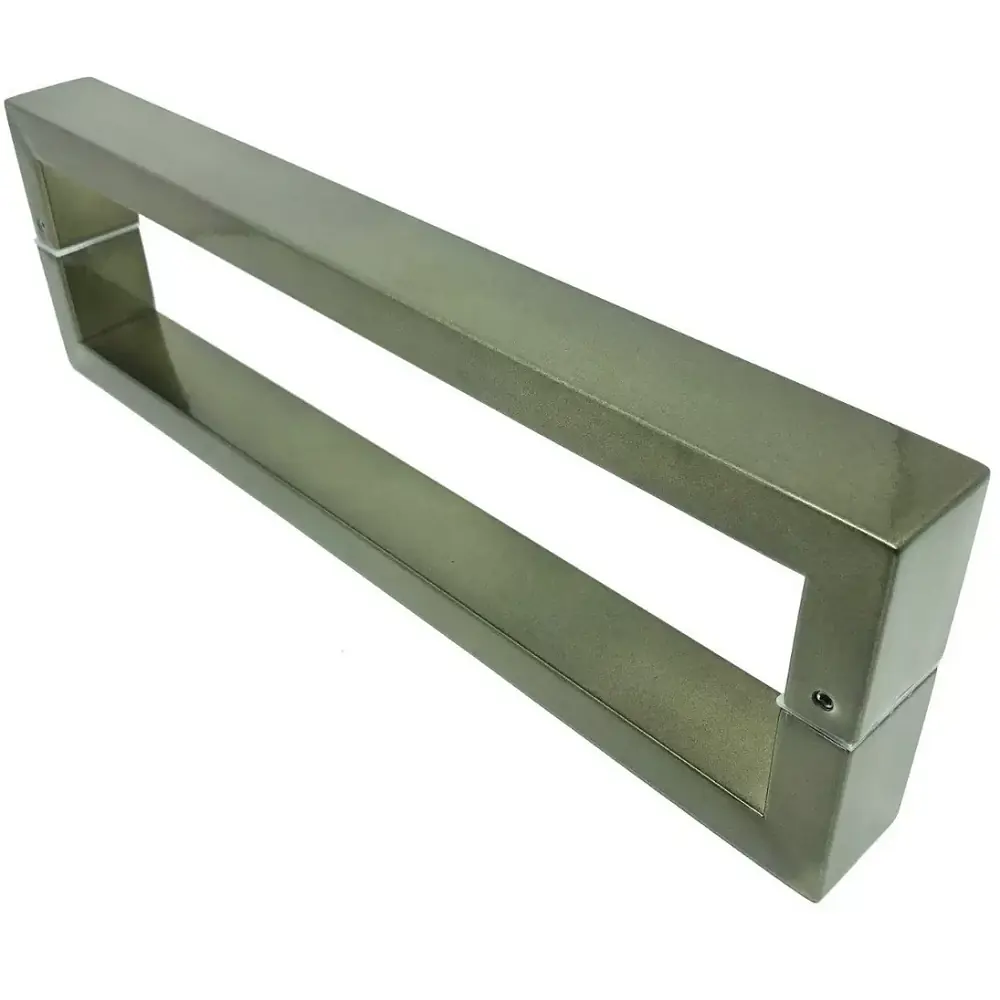 Puxador U Para Porta Pivotante 1,2 Metros Madeira E Vidro Inox Antique