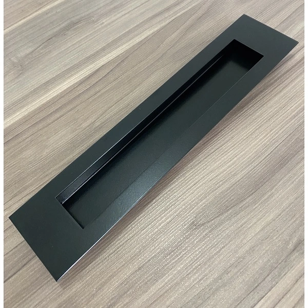 Puxador Concha De Embutir Aço Inox Preto Fosco 80 Cm