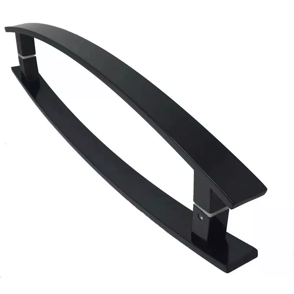 Puxador Curvo Para Porta Pivotante 1,2 Metros Madeira E Vidro Inox Preto Fosco