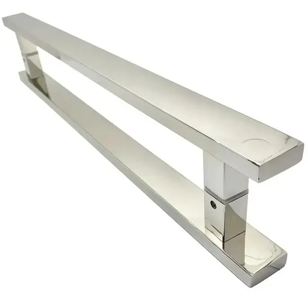 Puxador Para Porta Pivotante Madeira E Vidro Inox Polido 1,2 Metros