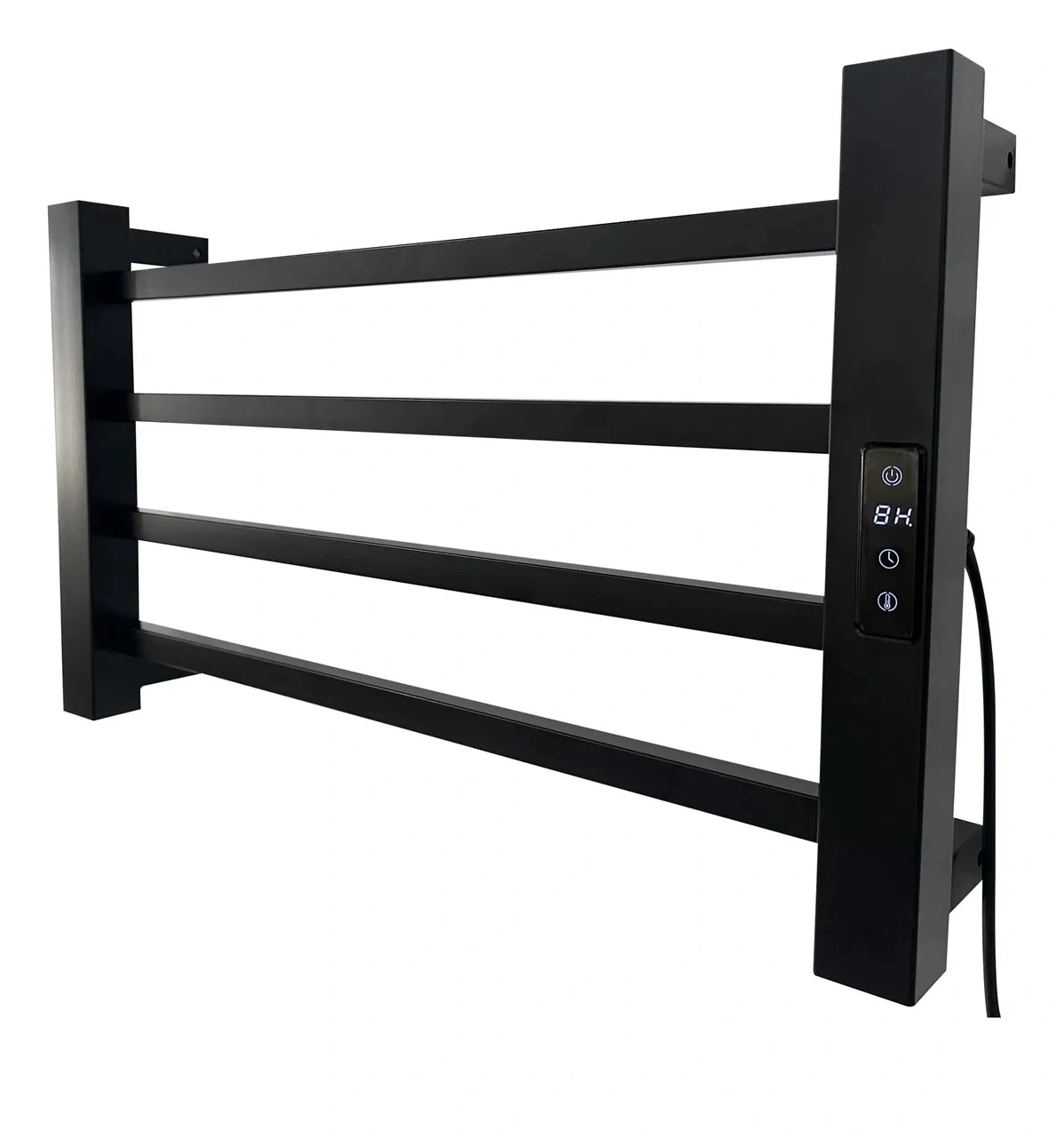 Toalheiro Elétrico Térmico Inox 304 Preto Fosco Timer Digital 1 Toalha - Fio Do Lado Direito - 110 Volts