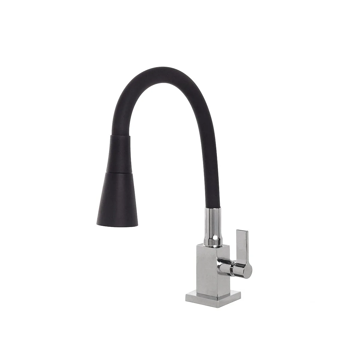 Torneira Cozinha Gourmet Flexível Quadrada Cone Preto 2 Jatos Del Metais