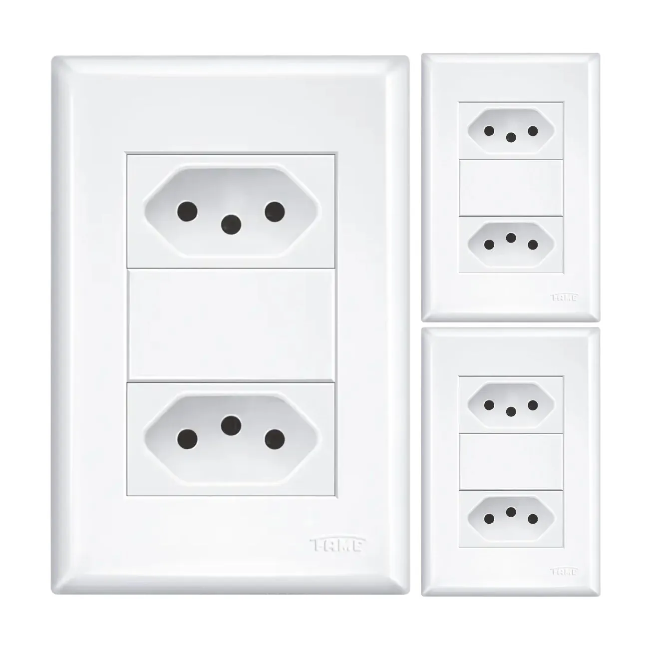 Kit 3 Tomada Dupla 10a/250v Com Placa 4x2 Fame Evidence