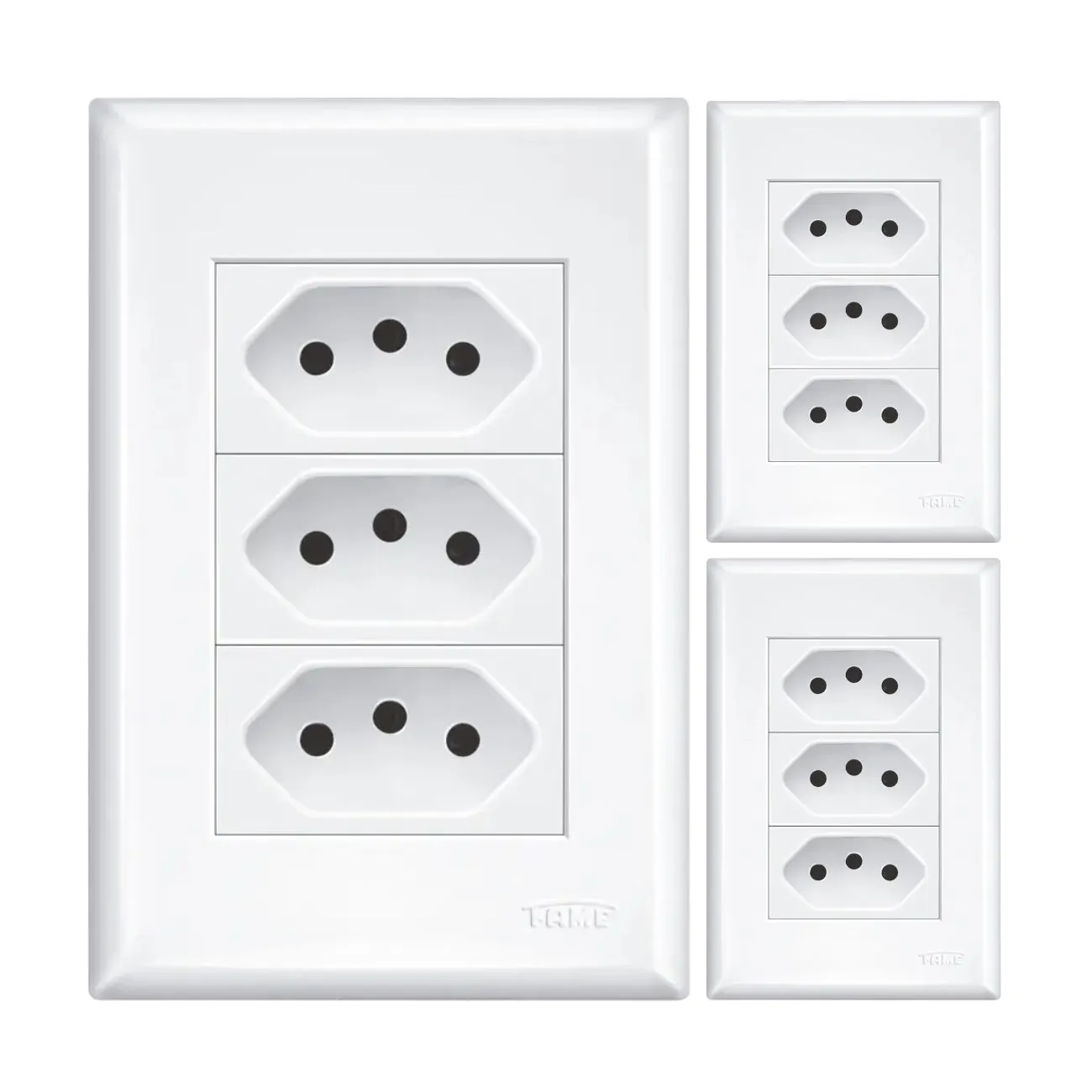 Tomada Tripla 20a/250v C/ Placa 4x2 Fame Evidence Kit 3 Un.