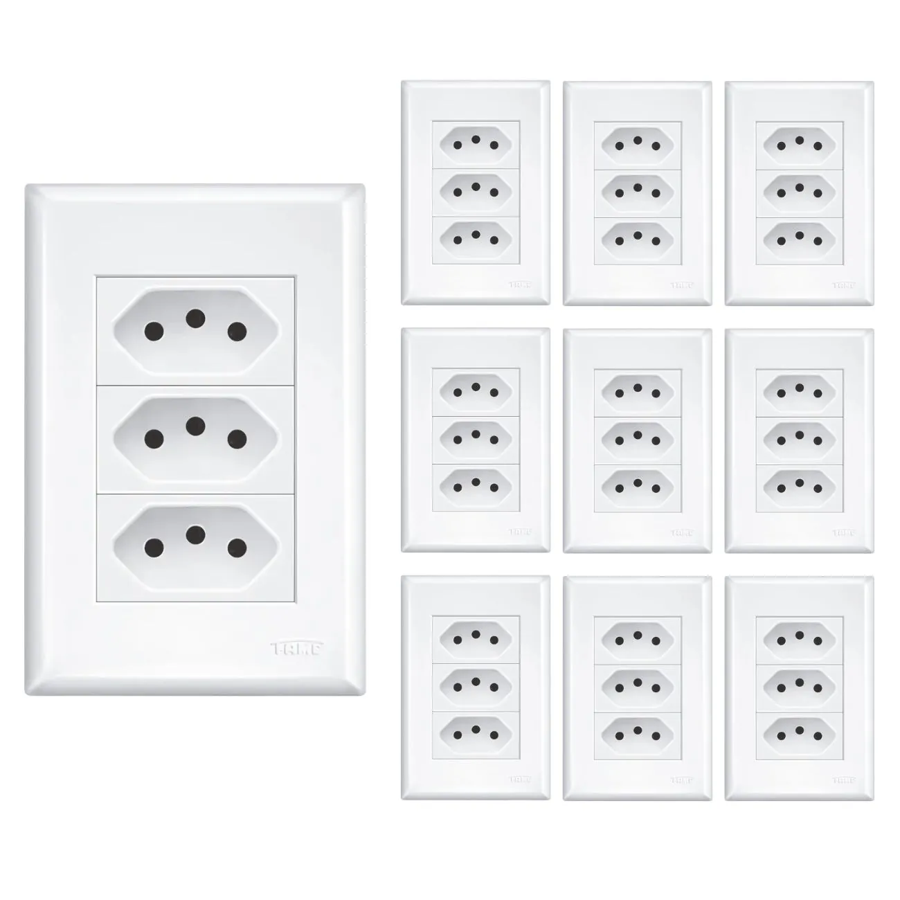 Tomada Tripla 20a/250v C/ Placa 4x2 Fame Evidence Kit 10 Un.