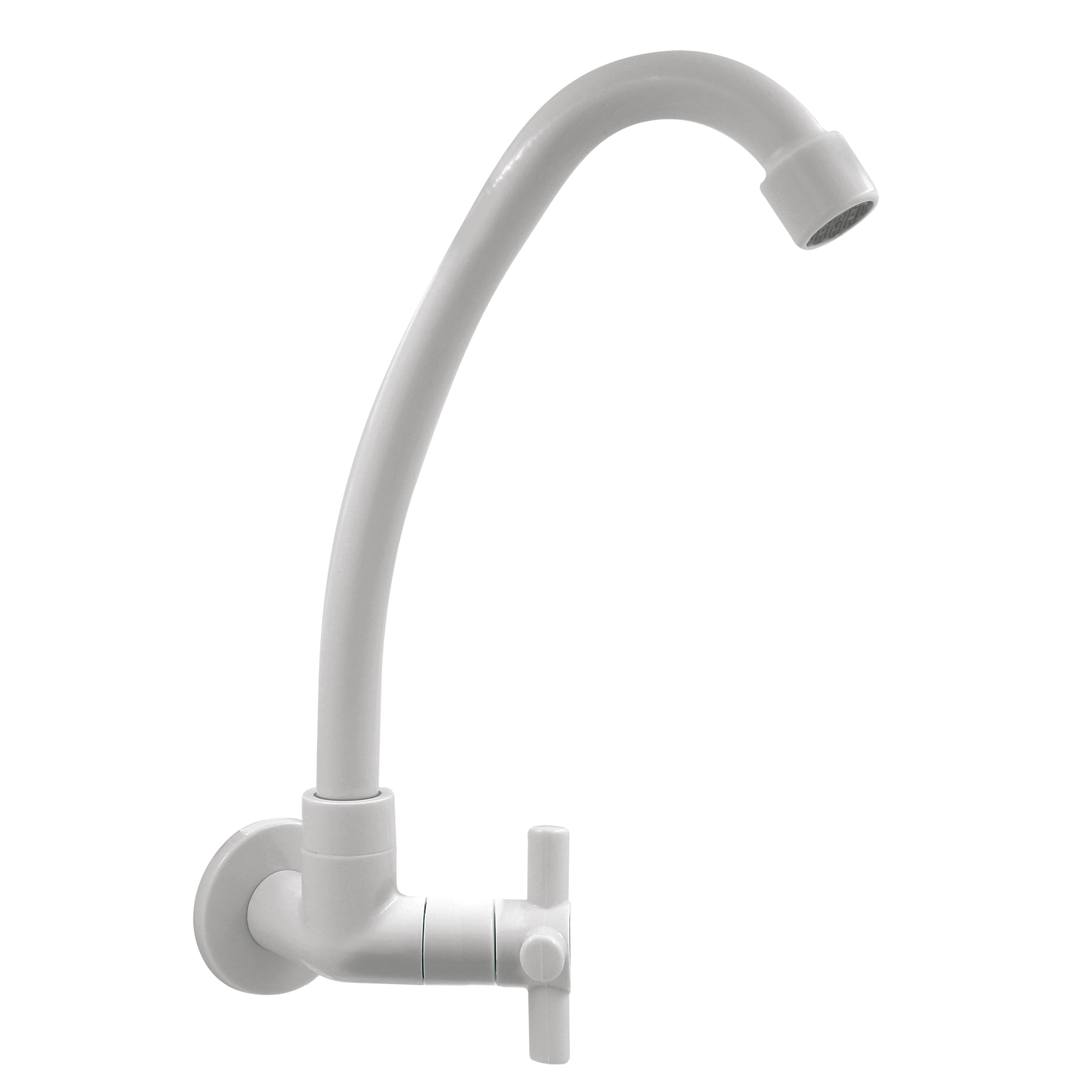 Torneira Cozinha Parede Bica Móvel Abs Branco Slim 1/4 V