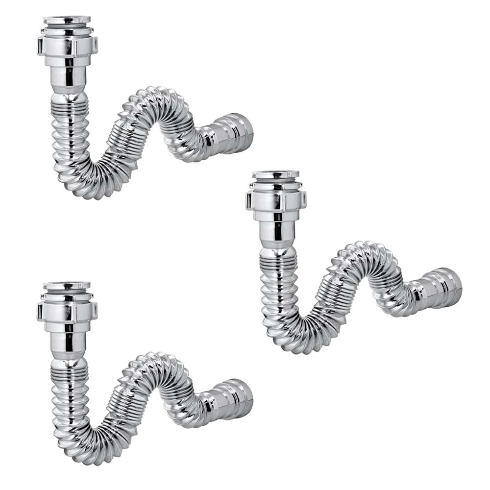 Kit 3 Sifão Sanfonado/extensivo Universal Abs Cromado