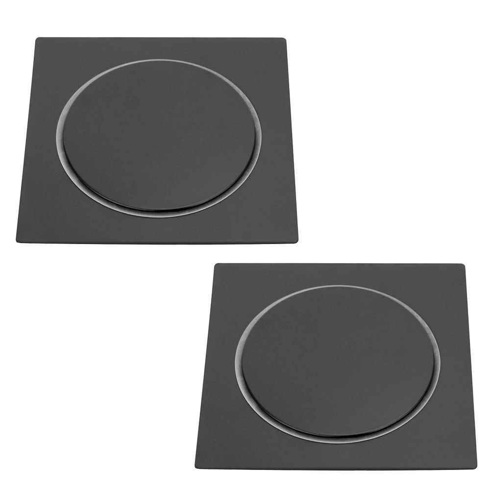 Kit 2 Ralo Click P/banheiro Quadrado Preto 10x10 Veda Cheiro