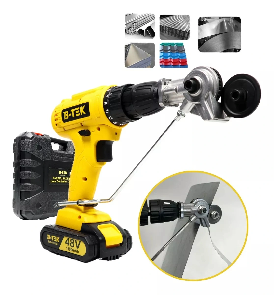 Parafusadeira Com Cortador De Chapa Metal B-tek Bt-dz41