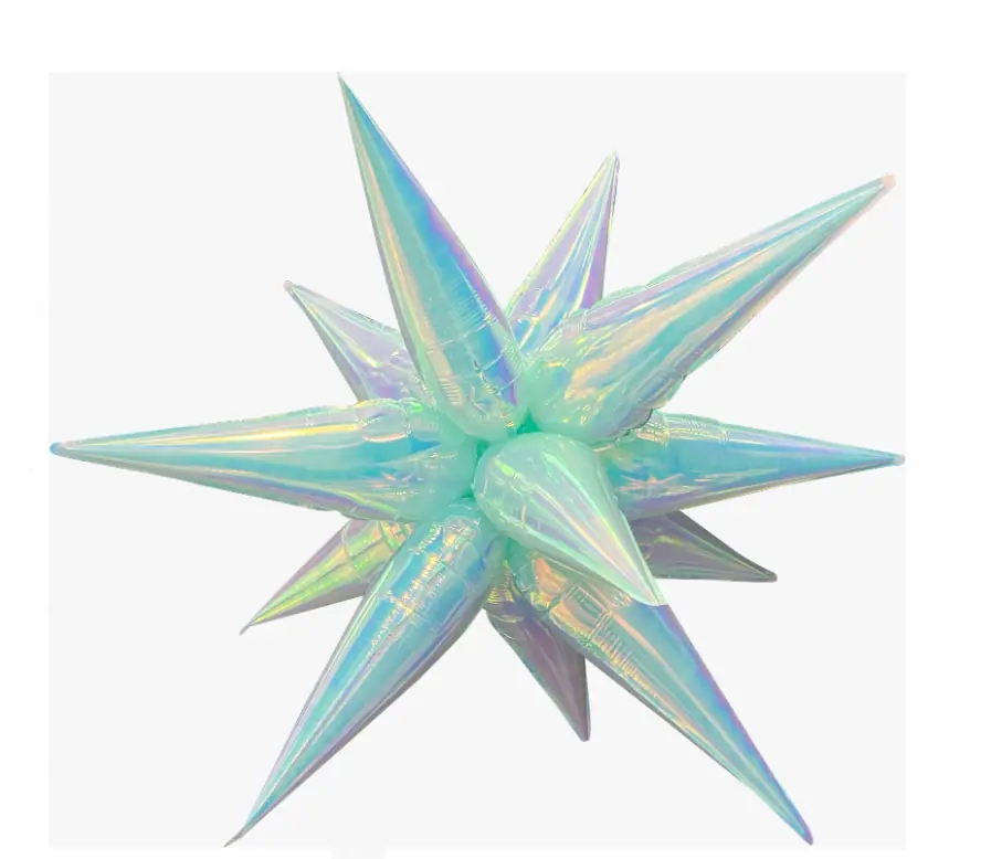 Balao Estrelado Azul Tiffany Holografico 12 Pontas 26 Ref.bhat Sb26