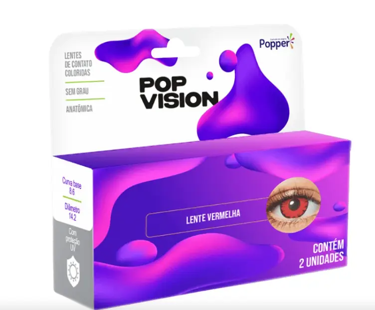Lente De Contato Vermelho Fatal Popper