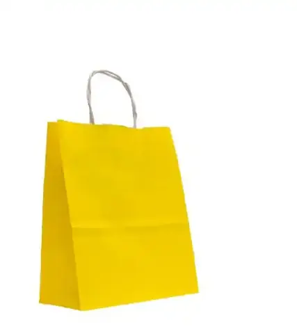 Sacola Papel C/ Alca Amarelo Pp 15x19x8cm Jr Embalagens