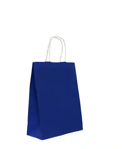Sacola Papel C/ Alca Azul Bic Pp 15x19x8cm Jr Embalagens