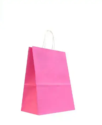 Sacola Papel C/ Alca Rosa Pp 15x19x8cm Jr Embalagens
