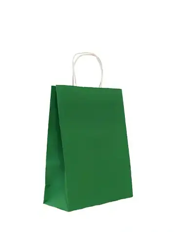 Sacola Papel C/ Alca Verde Bandeira Pp 15x19x8cm Jr Embalagens