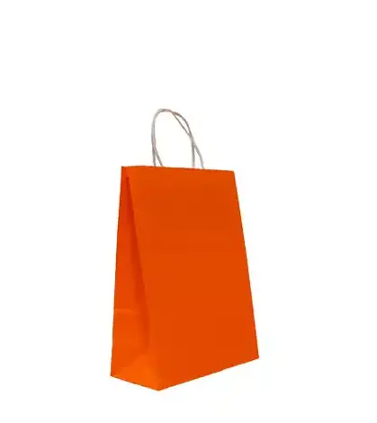 Sacola Papel C/ Alca Laranja Pp 15x19x8cm Jr Embalagens