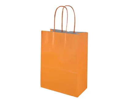Sacola Papel C/ Alca Laranja P 18x22x10cm Jr Embalagens