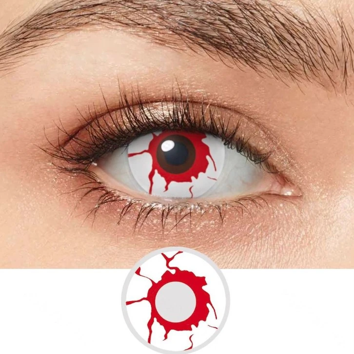 Lente De Contato Branco C/ Vermelho Popper