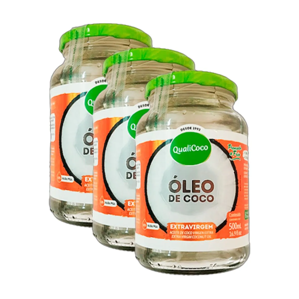 Kit 3X: Óleo de Coco Extravirgem Qualicoco 500ml