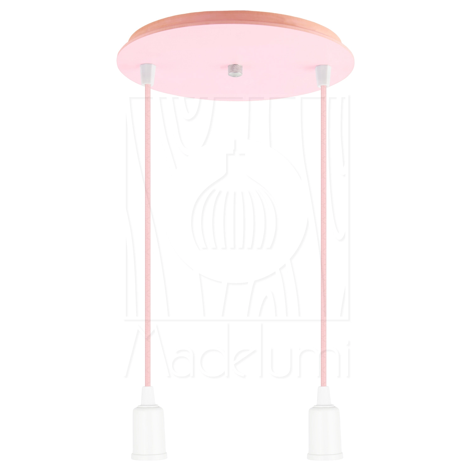 Pendente Industrial Cabo Tecido Duplo Cr Vintage Rosa Claro