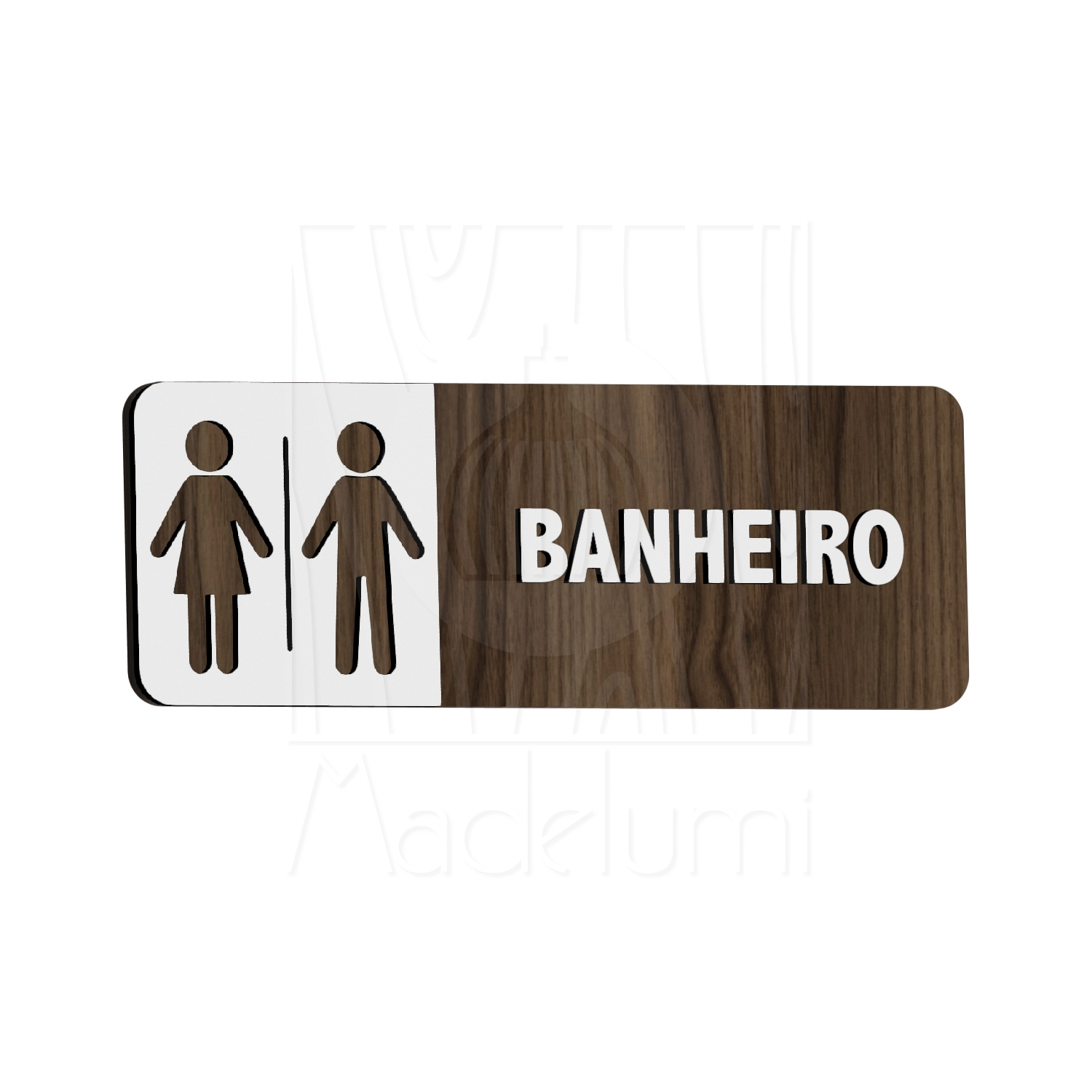 Placa Sinalização Madeira Sanitários Banheiro Homem Mulher
