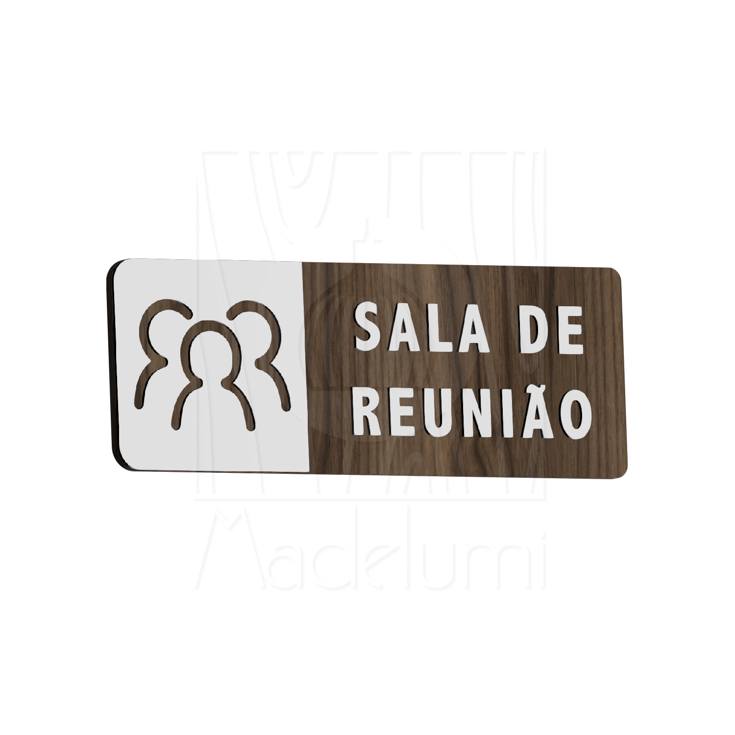 Placa Sinalização Sala De Reunião Madeira Indicativa Porta