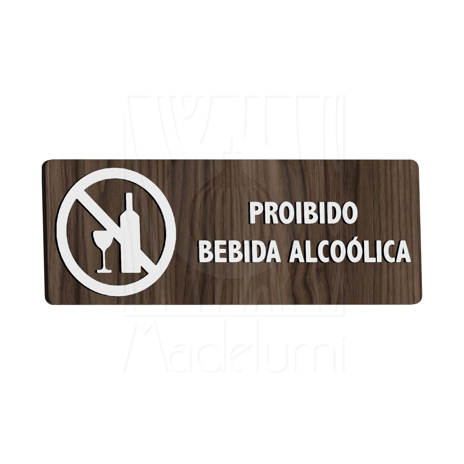 Placa Sinalização Madeira Proibido Bebida Alcoólica Parede