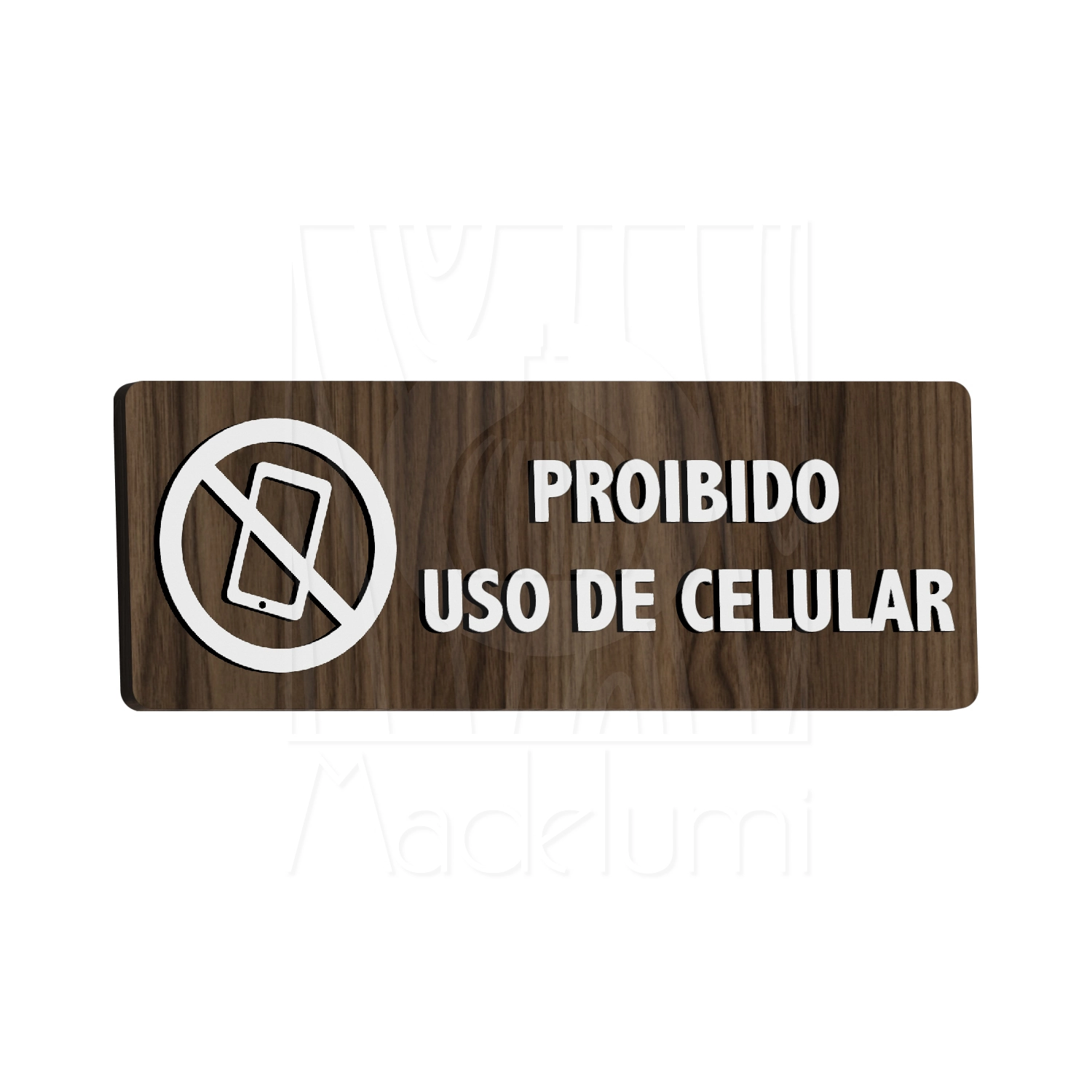 Placa Sinalização Madeira Proibido Uso De Celular Sala Aviso