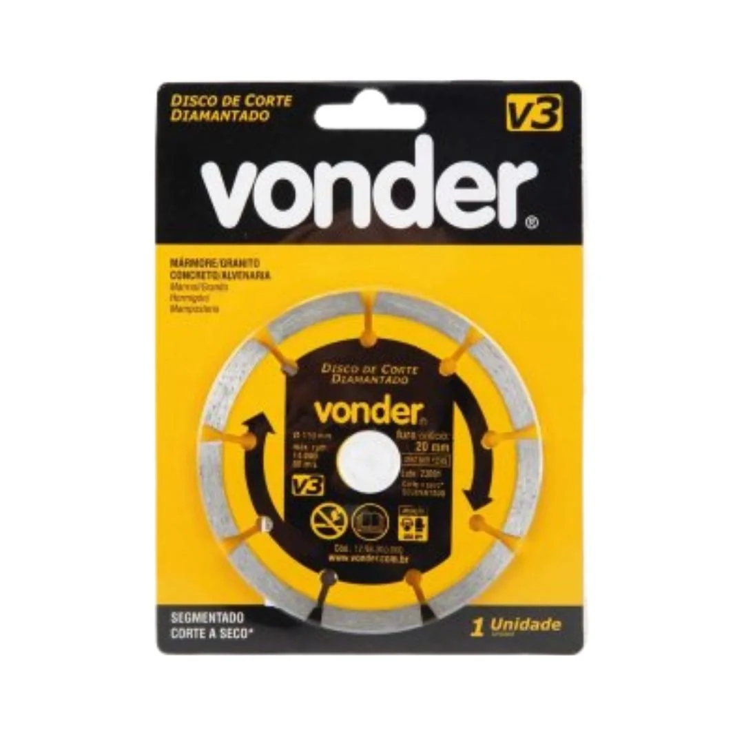 Disco Diamantado 100mm V3 Furo 20 - Vonder