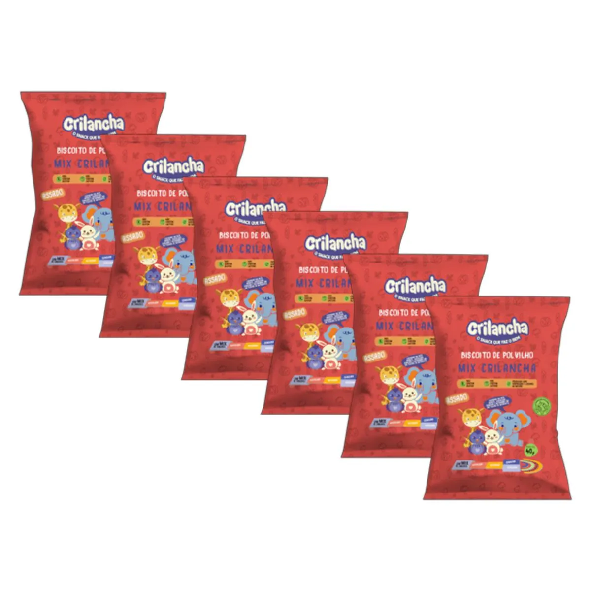 Kit 6X: Biscoito de Polvilho Mix Vegano Orgânico Crilancha 40g