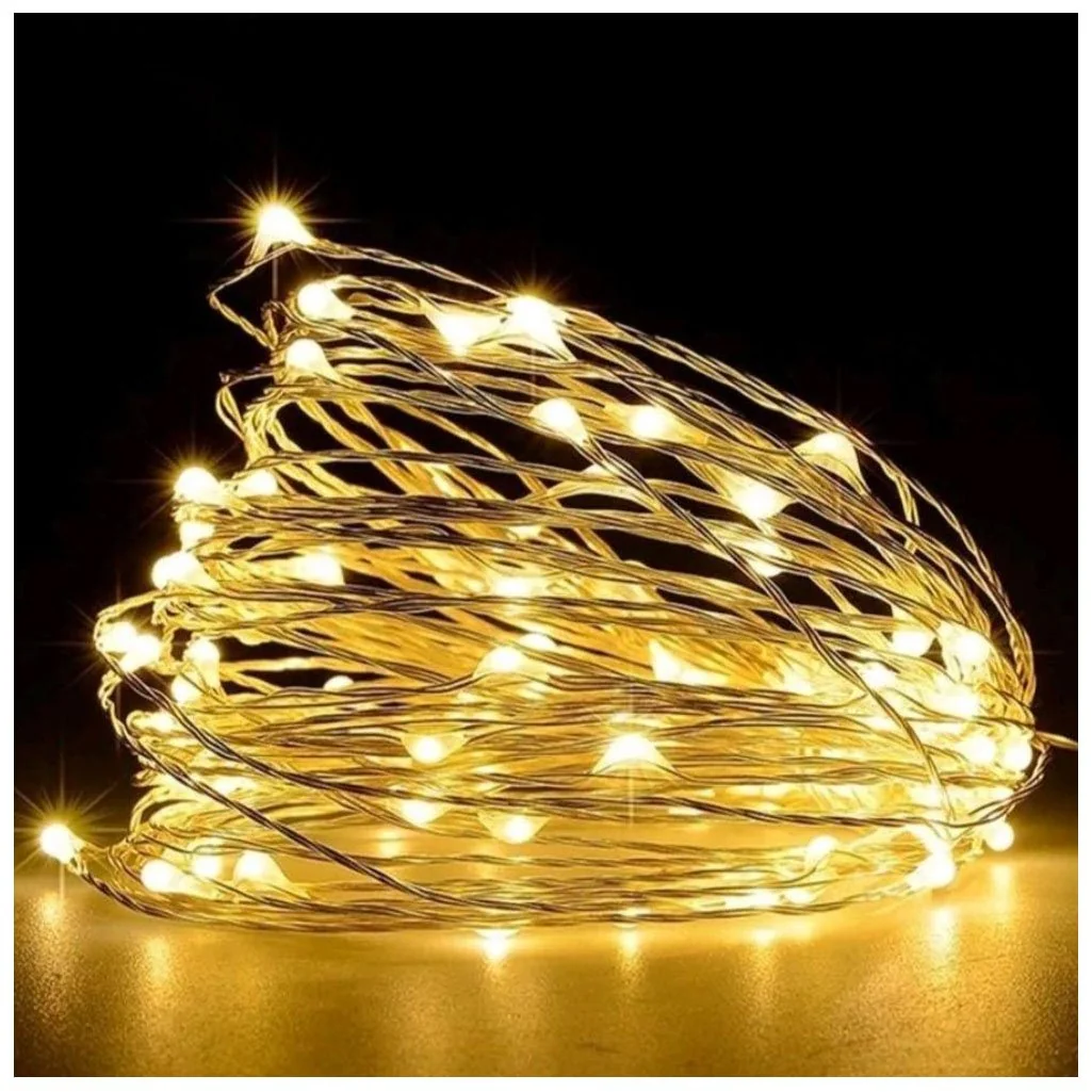 Fio De Fada 30 Lâmpadas Cordão Luz Led Amarelo 3 Metros