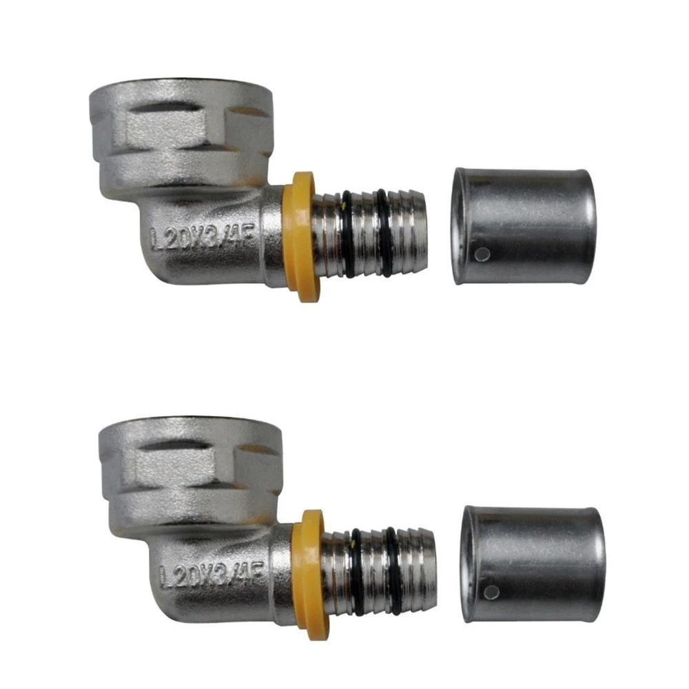 Kit 2 Conexão Joelho Cotovelo P/ Gás 90° 16mm Rf 1/2 Pex