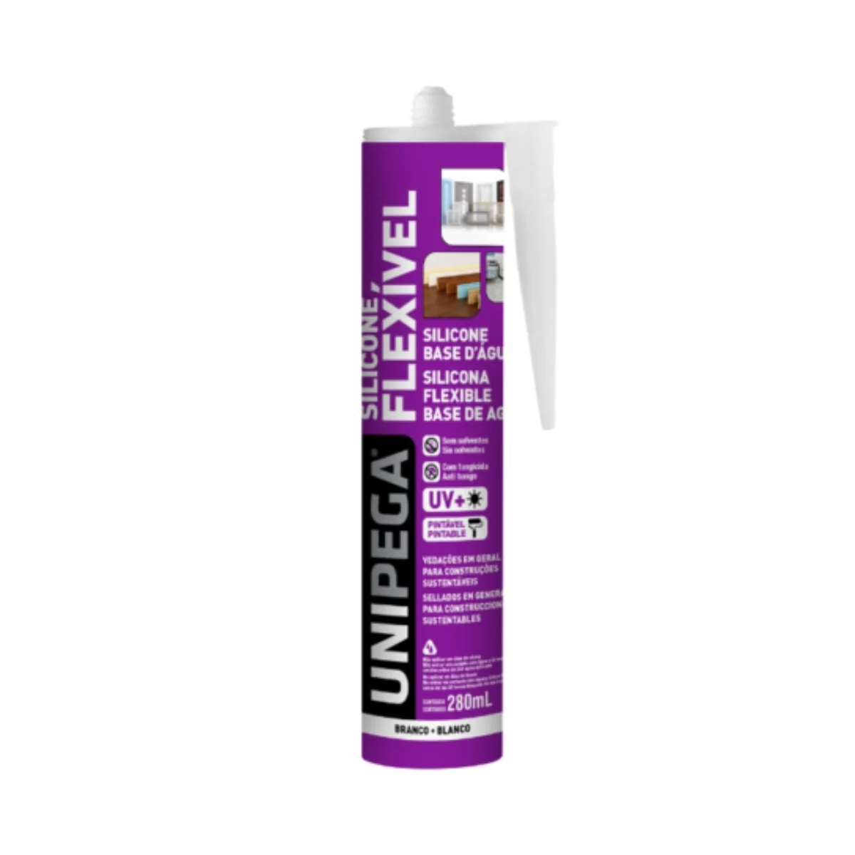 Silicone Flexivel Base D água Branco Cartucho 280ml - Unipega