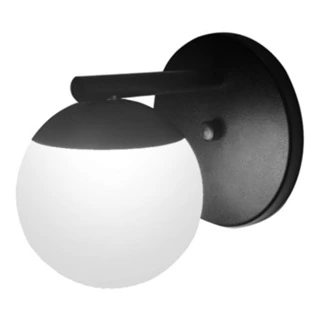 Arandela Globo Jabuticaba Vidro Parede Moon Alumínio G9 Preto Leitoso