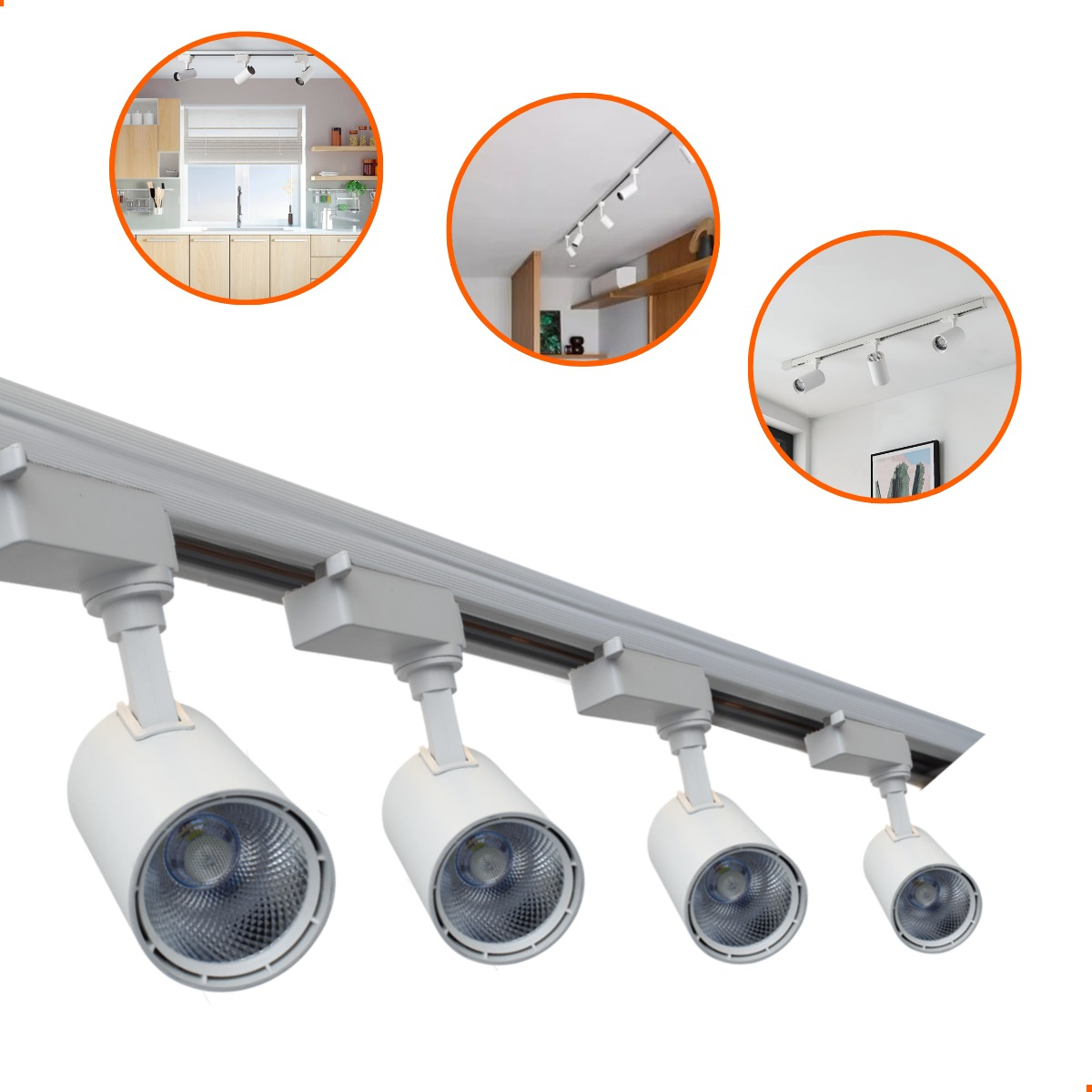 Kit Trilho Eletrificado 1m + 4 Spot Led 7w Branco Branco Neutro