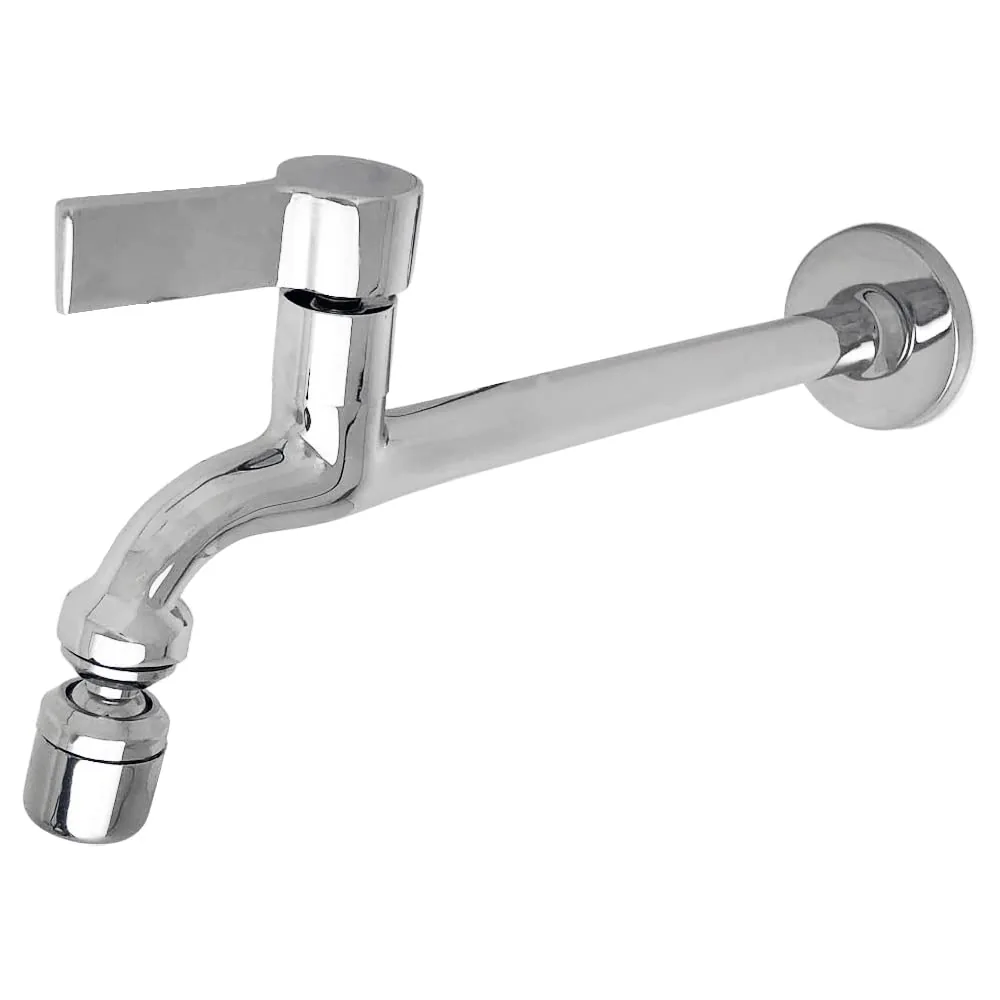 Torneira Tanque Reta Metal Bico Móvel Parede 18cm 1/4v C70 Del Metais