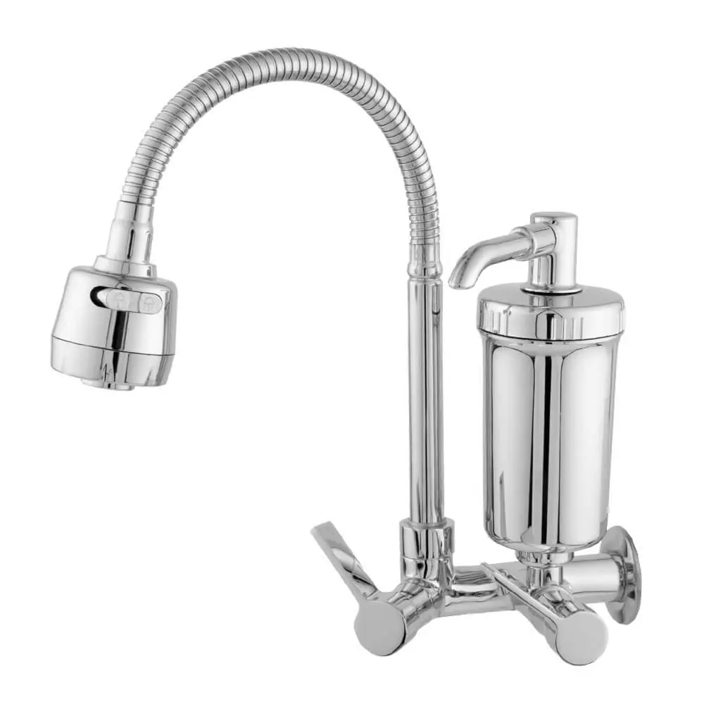 Torneira Com Filtro Gourmet Pia Cozinha De Parede Metal C-70 Del Metais