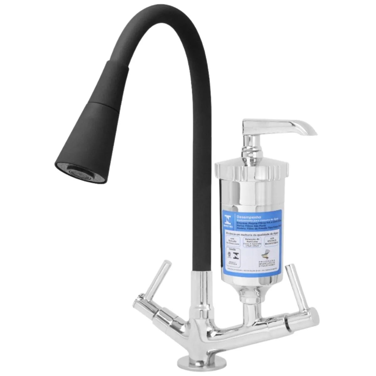 Torneira Filtro Gourmet Flexível Cozinha Bancada Cone Preto
