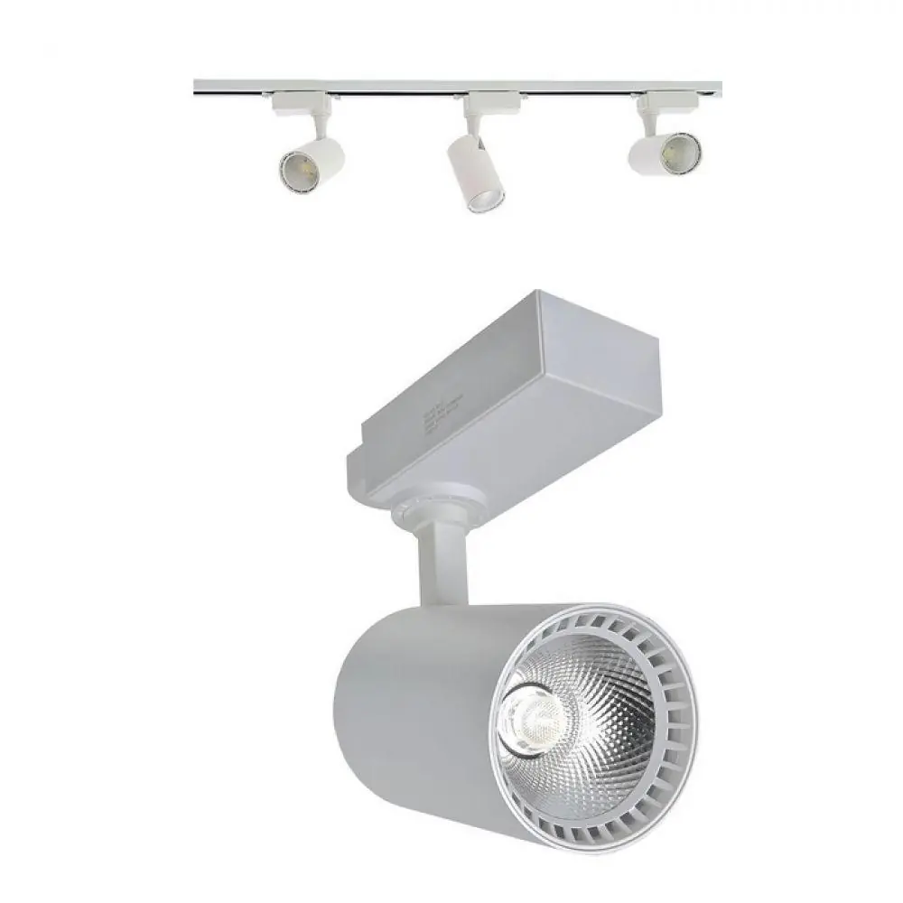Trilho Eletrificado 1m E 3 Spot Led 10w 3000k Bivolt Branco