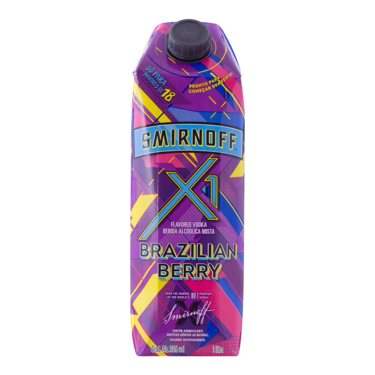 Vodka Destilada Saborizada Brazilian Berry Smirnoff X1 Caixa 1l