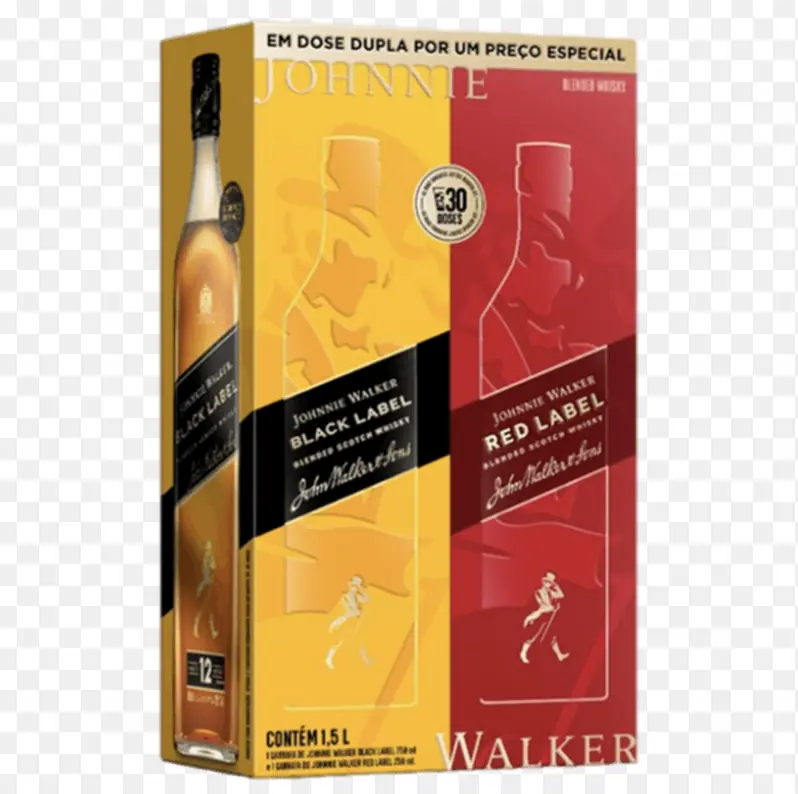 Kit Whisky Escocês Blended Black Label Red Label Johnnie Walker 750ml Cada