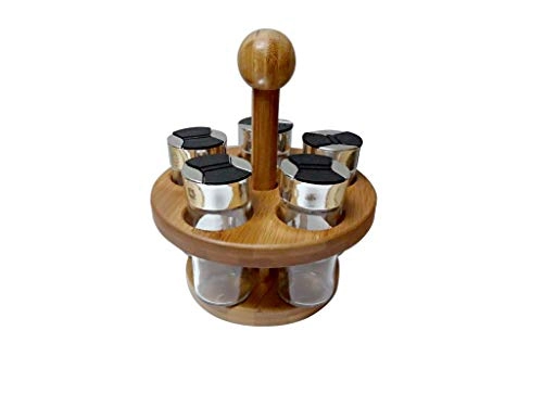 Jg.c/5 Porta Condimentos Dynasty Vidro Sup.bambu