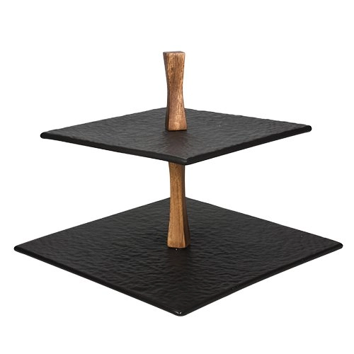 Prato C/2 Andares Full Fit 25x20cm Ceramica Preto