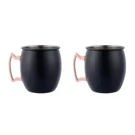 Jogo de 2 canecas em aço inox preto 550ml Fracalanza