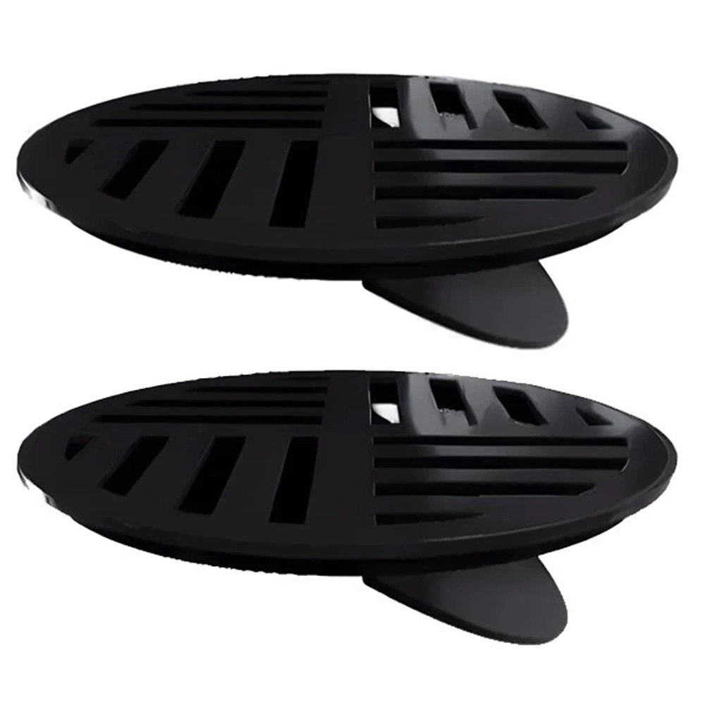 Kit 2 Ralo Grelha Redonda Com Fecho Automático Preto 15cm