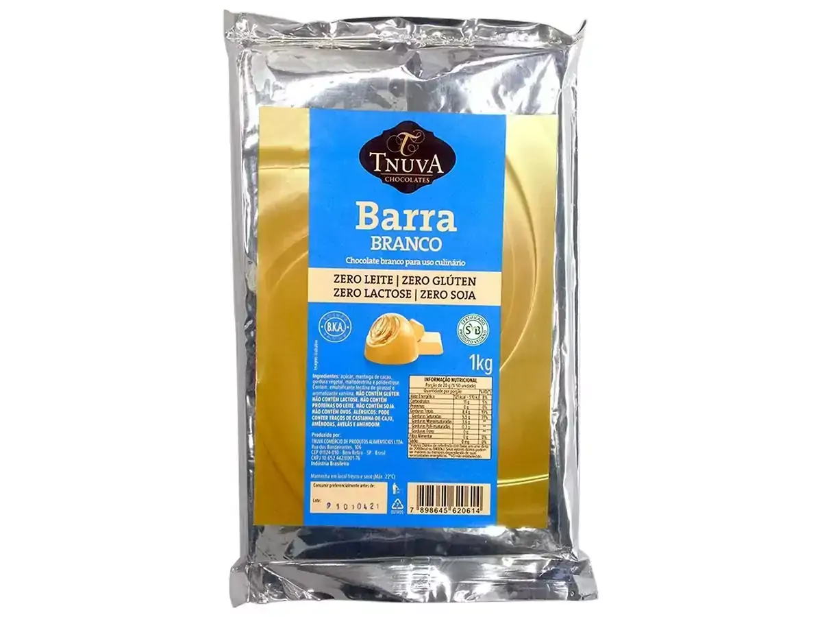 Chocolate Branco Culinário Vegano Sem Soja Tnuva 1kg