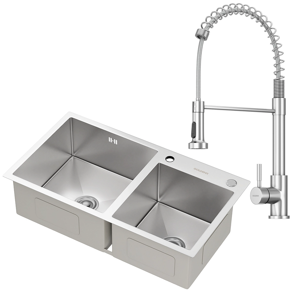 Kit Cuba Dupla Gourmet Nápoles Aço Inox 304 E Torneira Gourmet Milão Monocomando Goldenx