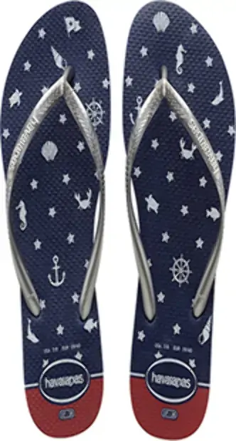 7010490 Sandalias Havaianas Slim Nautical Gd F0 Sandalias Havaianas Slim Nautical Fc Marinho/prata