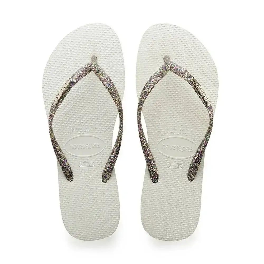 7006288 Sandalias Havaianas Slim Logo Met Gd F0 Sandalias Havaianas Slim Logo Metallic Branco/prata/